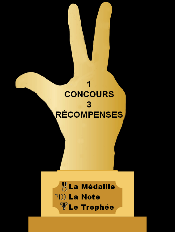 1 Concours vin 3 Récompenses - Médaille - Note - Trophée